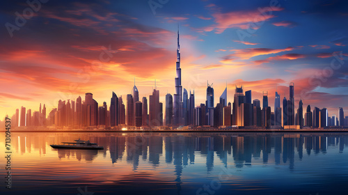 Dubai sunset panoramic view