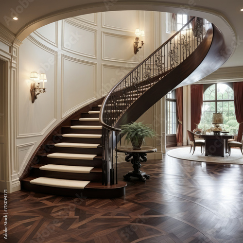 Grand Entrance, Spacious Foyer With Staircase and Table