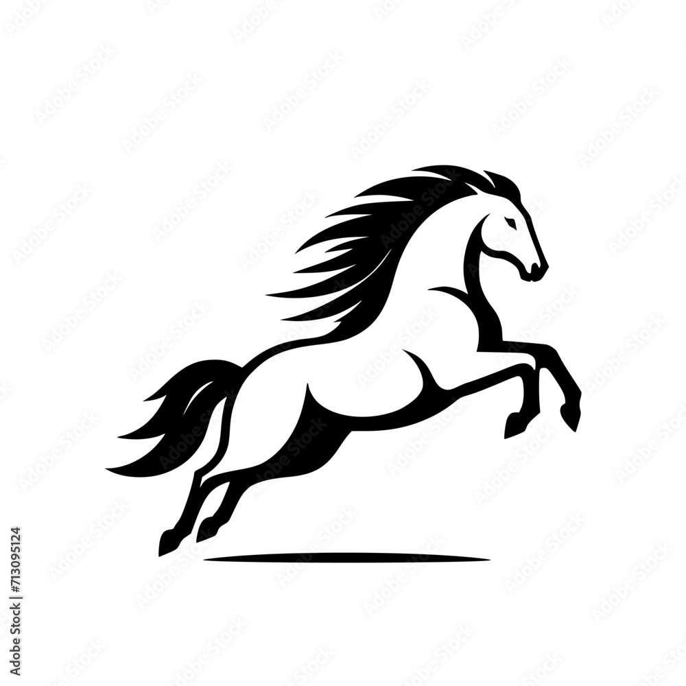 High Quality Vector Logo of a Majestic Rearing Horse. Versatile Symbol of Strength and Elegance for Logos, Branding, and Marketing. Isolated on White Background for Seamless Integration.