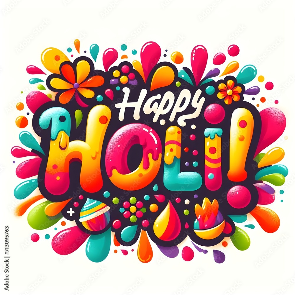 Fototapeta premium Creative holi text with color