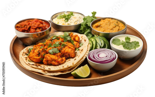Various Scenes Depicting Indian Street Food Recipe Kit on White or PNG Transparent Background.