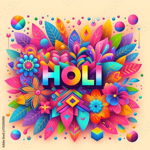 Happy Holi Text  Holi festival background banner poster  for indian festival of color celebration 