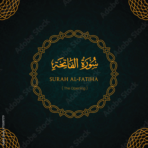Surah Fatiha Name Arabic Calligraphy, Arabic Typography Islamic Vector background photo