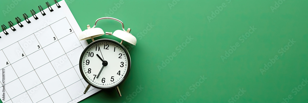Alarm Clock on Calendar, Time and Dates for Effective Scheduling - obrazy, fototapety, plakaty 