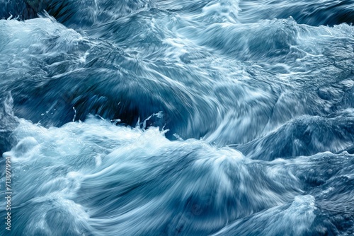 water is turbulent and foamy with visible whitecaps