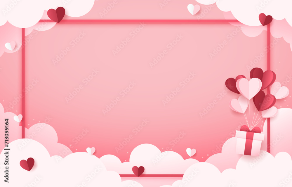 Valentine's day background with product display and Heart Shaped. Valentine's day frame. free space for text.
