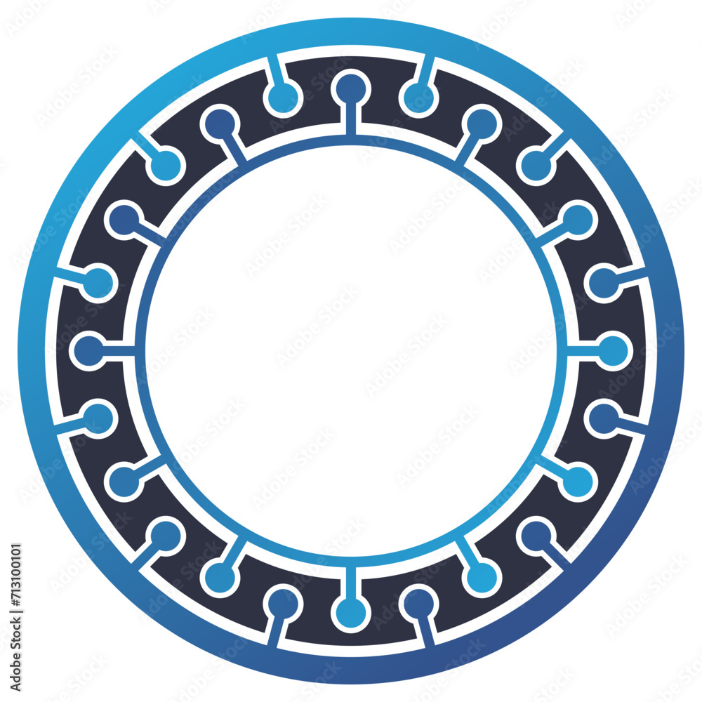 Naklejka premium Abstract Circuits Tech Nodes Circular Pattern