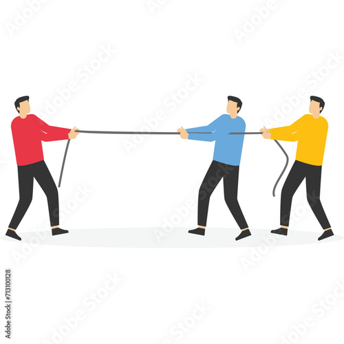 Tug of war staff and boss, Vector illustration in flat style

