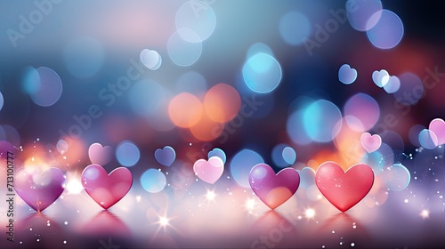 background with love hearts, bokeh lights. photo