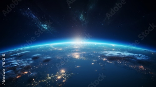 Planet Earth with City Lights from Space at Night