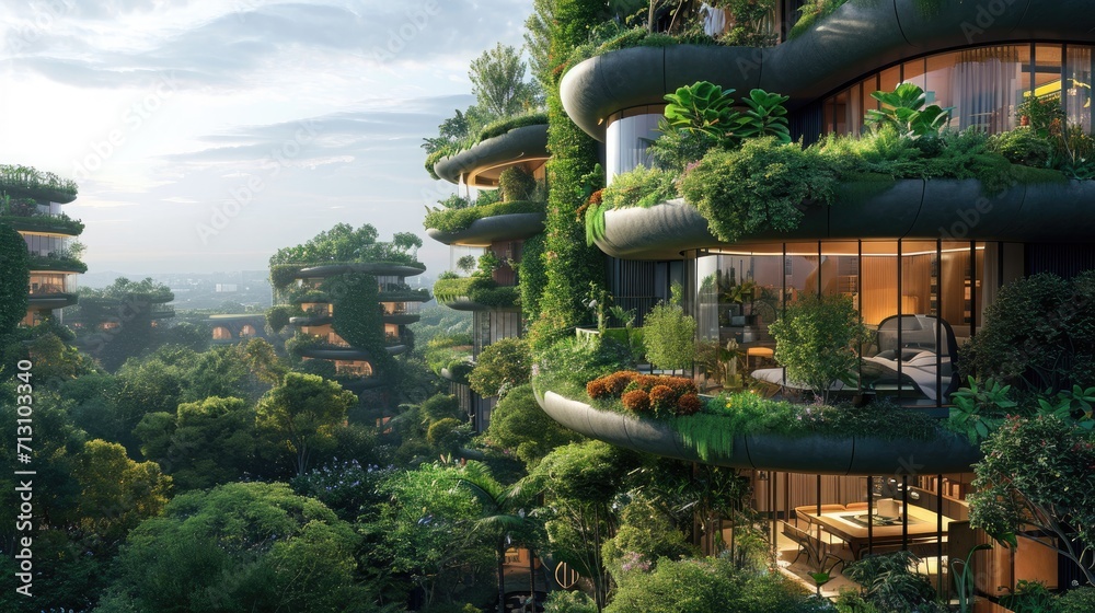 Sustainable Architecture Blending With Nature in Lush Green Surroundings