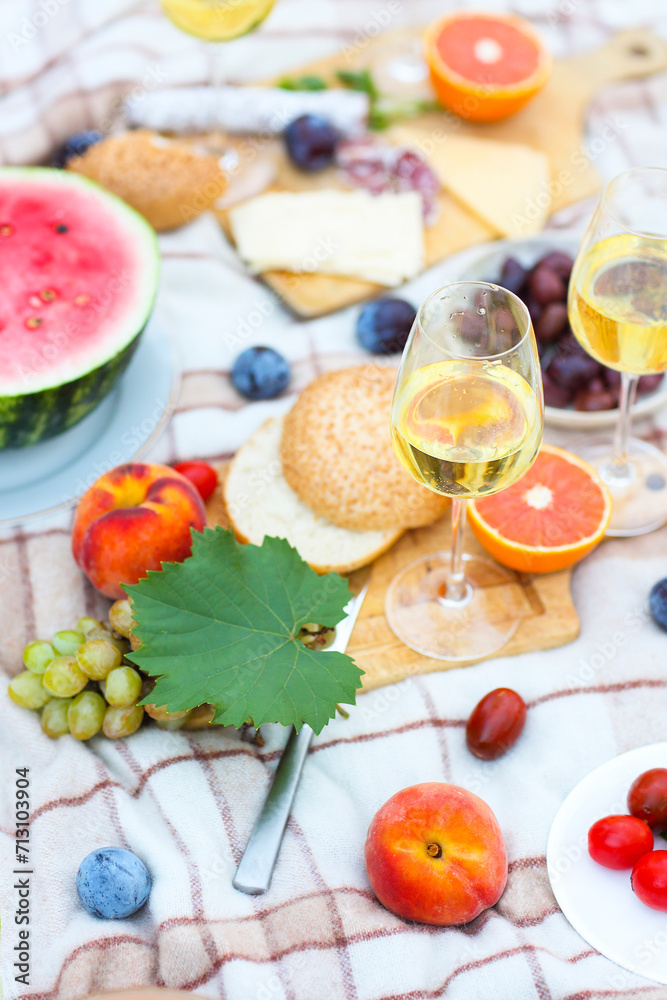 Top view summer garden picnic. Summer party Top view summer garden picnic. Summer party