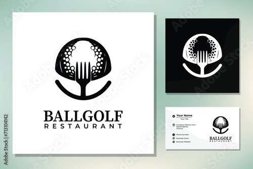 Restaurant Golf Bar Vintage with Ball and Fork logo design