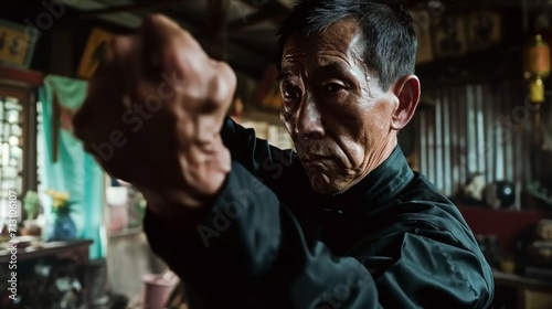 Veteran Wing Chun Master Demonstrates Kung Fu Punch