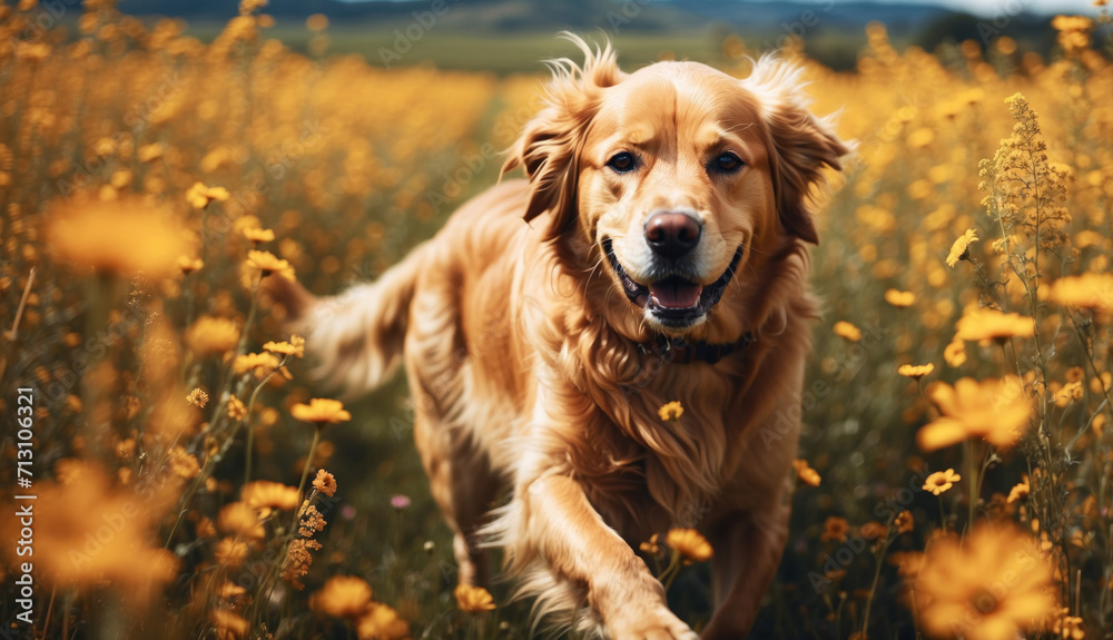 Majestic golden retriever field. AI generated Majestic golden retriever field. AI generated