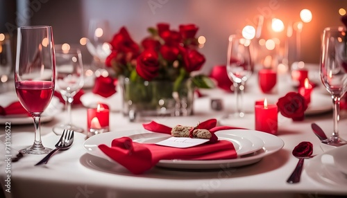 Romantic dinner table setting valentine 