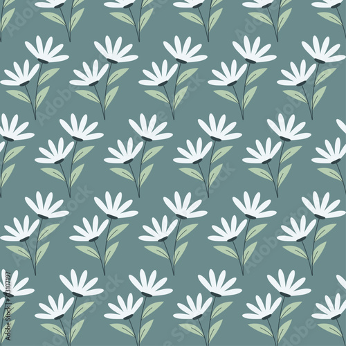 Pattern of white flowers on dark backgrounds