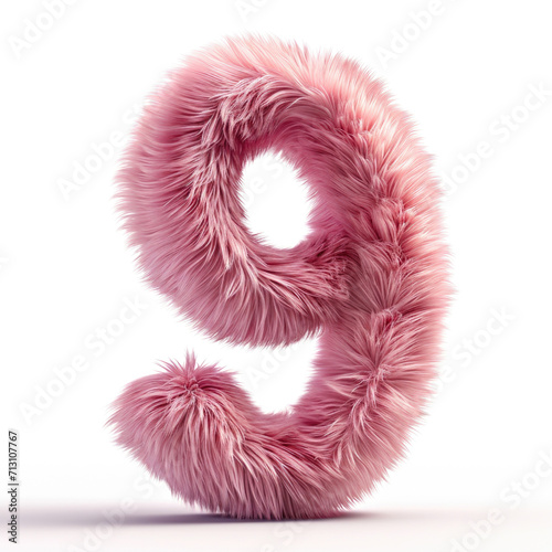 The letter s is made up of pink fur