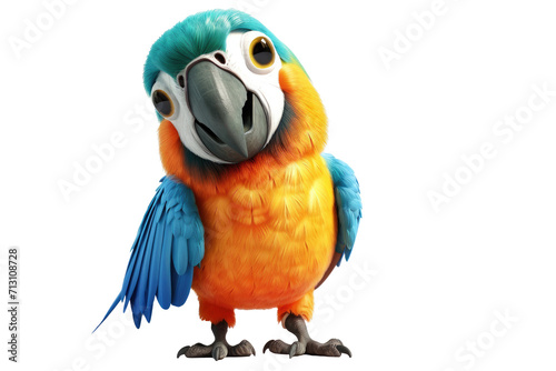 Pirate parrot companion in cartoon style  cut out - stock png.