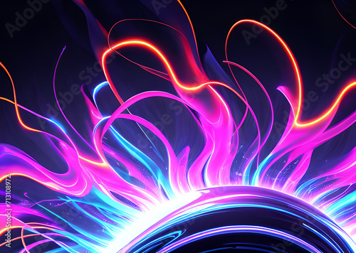 Colorful background with Fire sparkles pattern on a black background. Abstract waves of colors, graceful shapes, banners of different colors. colorful burning fire background.Generative AI