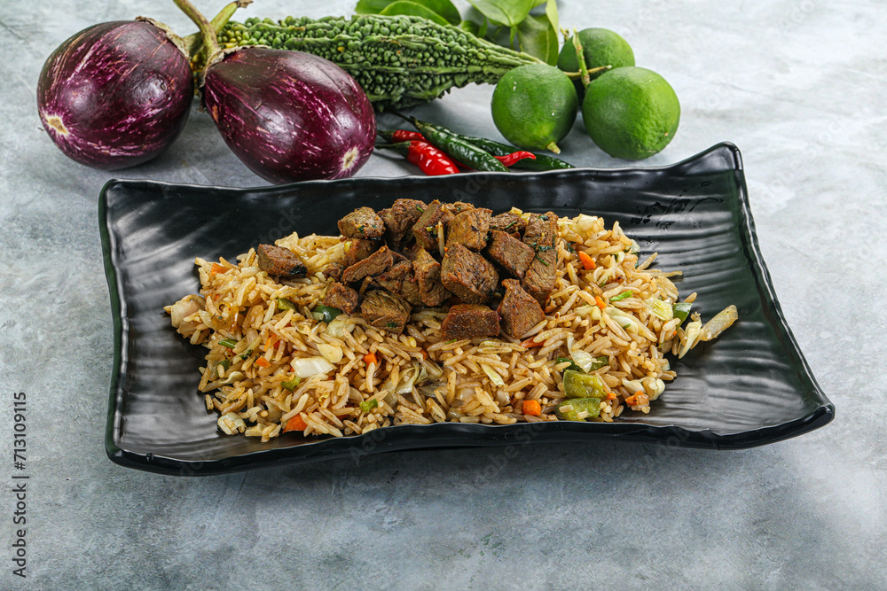 Stir Fried Rice With Beef Stock Photo Adobe Stock stir-fried-rice-with-beef-stock-photo-adobe-stock