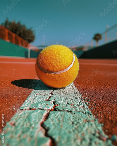 Retro Tennis Vibes: Closeup of a Classic Tennis Ball © TimeaPeter