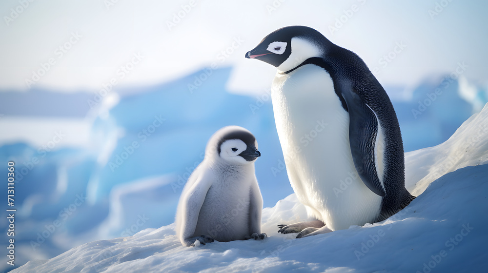 Antarctic baby penguins of the emperor