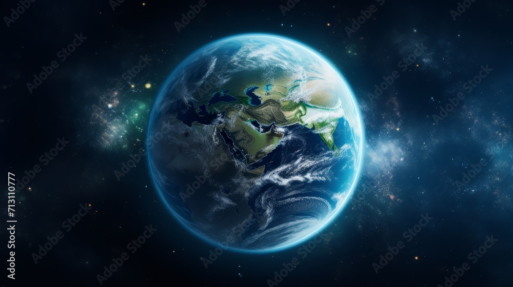 Planet Earth with Starry Background in Space