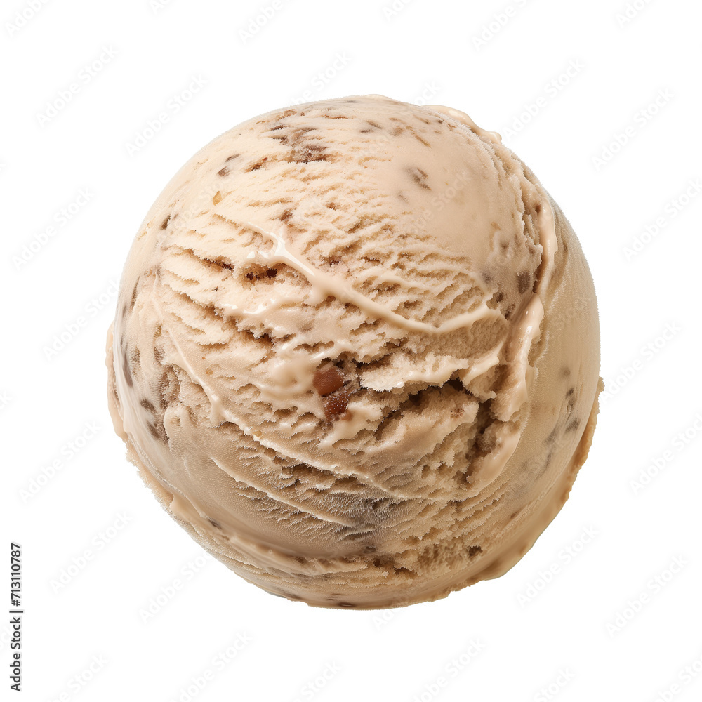 Hazelnut ice cream ball Isolated on white background Hazelnut ice cream ball Isolated on white background