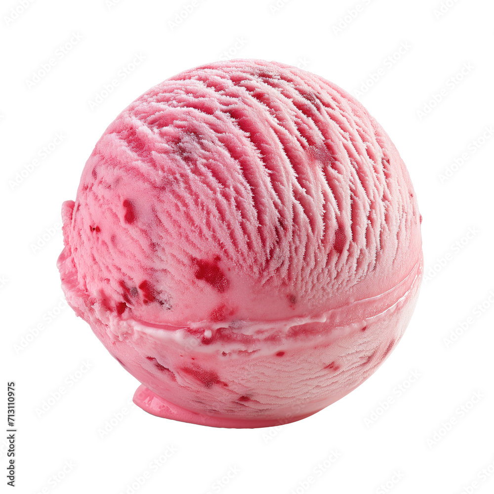 Strawberries ice cream ball Isolated on white background Strawberries ice cream ball Isolated on white background