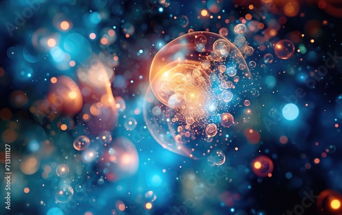 Quantum Cosmos: A conceptual image exploring the intersection of quantum physics and cosmology, visualizing the interconnectedness of the universe at both macro and micro scales