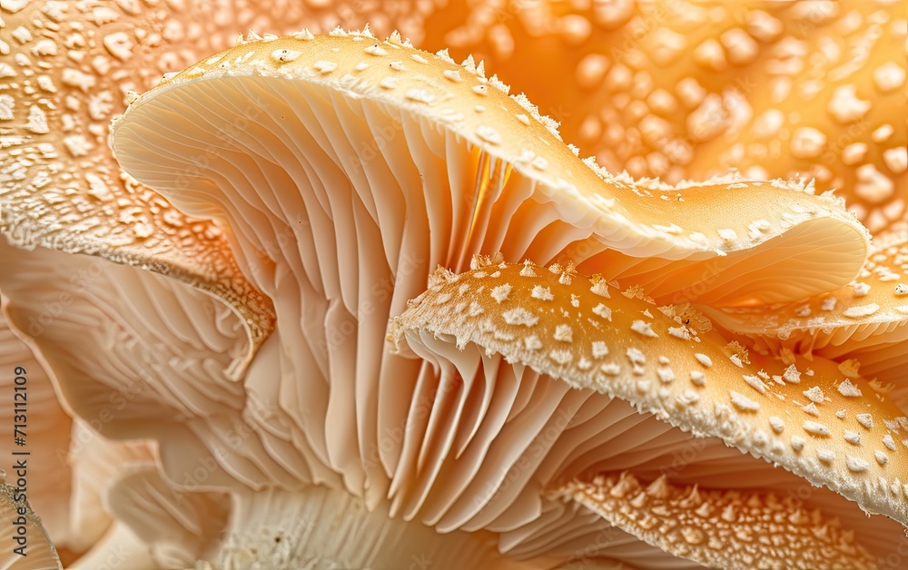 A close-up shot emphasizing the intricate details of a single mushroom A close-up shot emphasizing the intricate details of a single mushroom