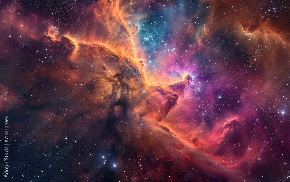 A captivating photograph featuring a colorful nebula, creating a celestial dreamscape A captivating photograph featuring a colorful nebula, creating a celestial dreamscape