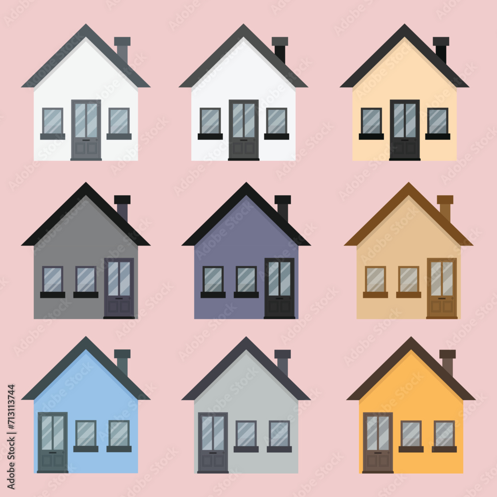 A Vibrant Collection of Flat Colorful Buildings A Vibrant Collection of Flat Colorful Buildings