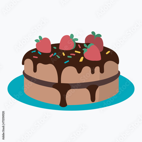 Chocolate cake illustration  delicious  bakery