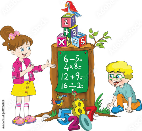 Illustration work for use on the cover of math books.