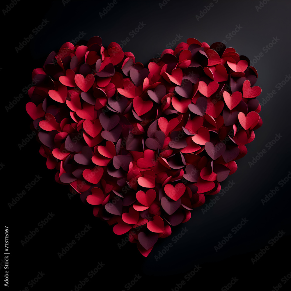 Valentines day background with red hearts on black. Valentines day background with red hearts on black.