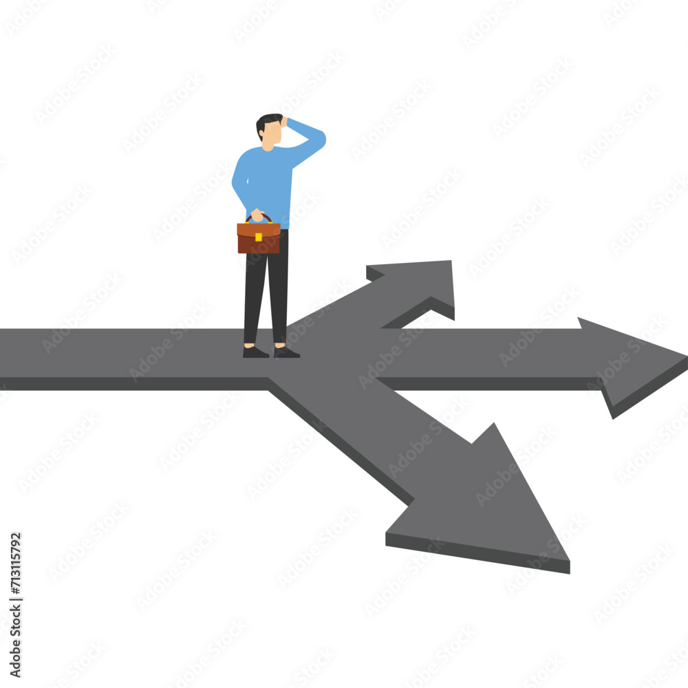 Businessman to choose the right way to success, multiple road sign, business decision making, career path, Vector illustration design concept in flat style
Businessman to choose the right way to success, multiple road sign, business decision making, career path, Vector illustration design concept in flat style