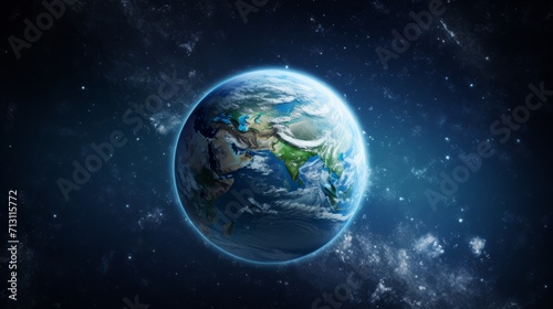 Planet Earth with Starry Space Background