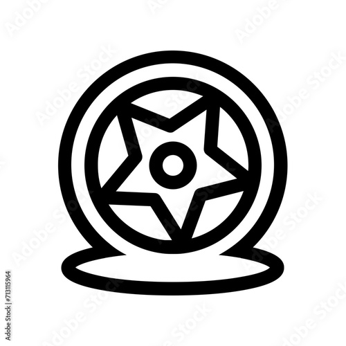 Car Puncture Wheel Icon With Outline Style. Vector Illustration
