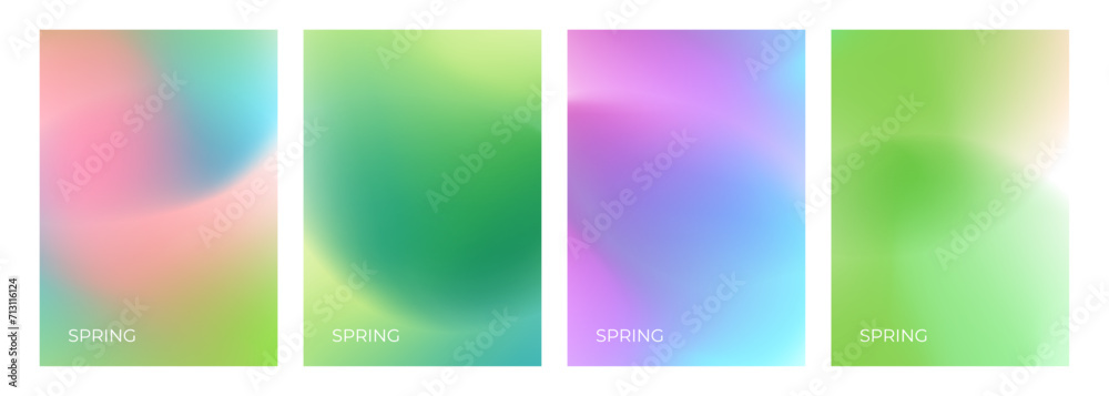 Set of blurred spring theme color backgrounds for creative Springtime graphic design. Vector illustration.