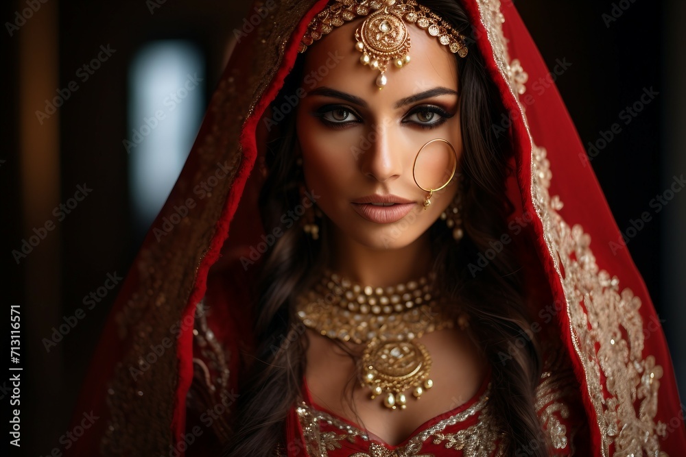 Serene portrait highlighting the bride focused face