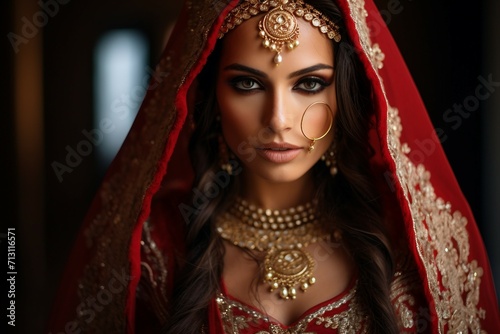 Serene portrait highlighting the bride focused face