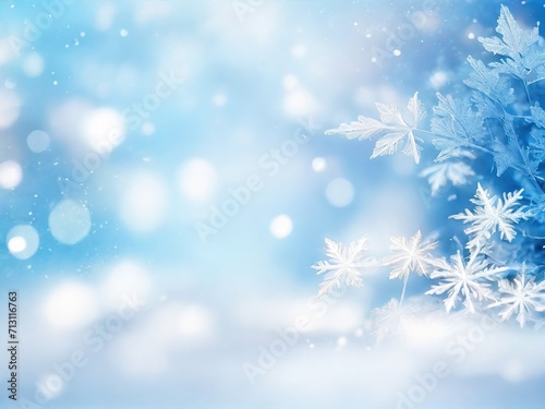 Великолепный бело-голубой размытый рождественский фон © Igor Voron