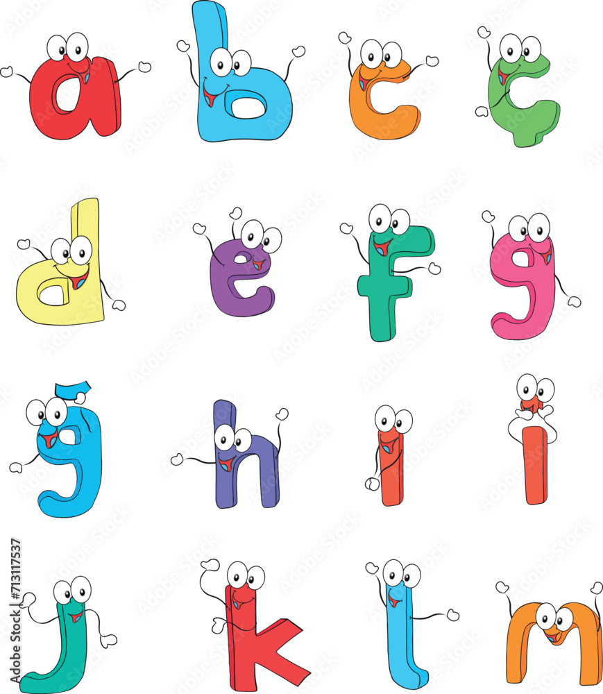 Fototapeta premium Colorful children's alphabet. Merry alphabet part one. Turkish letters.