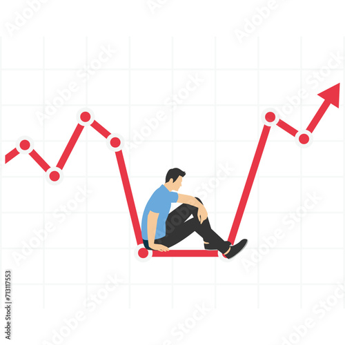 Stock market crash, investor sell in financial crisis, falling down graph, dollar money fall, loan and debt, financial trap, Vector illustration design concept in postcard template

