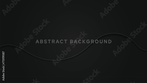 3D black geometric abstract background overlap layer on dark space with waves shape decoration. Minimalist modern graphic design element cutout style concept