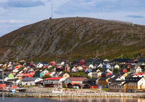 scenic view to kjollefjord, small village in the Finnmark, Norway