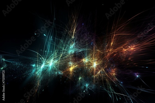 Abstract multicolor technology fractal light background. Generative AI