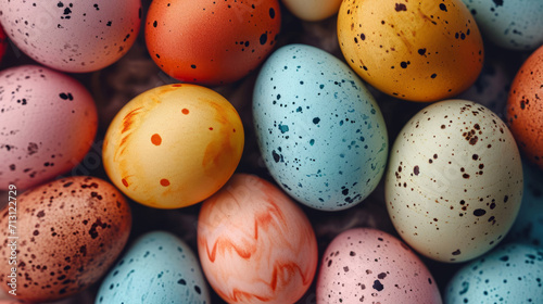 closeup view of colorful Easter eggs background